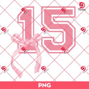 15th Birthday Pink Coquette Bow PNG
