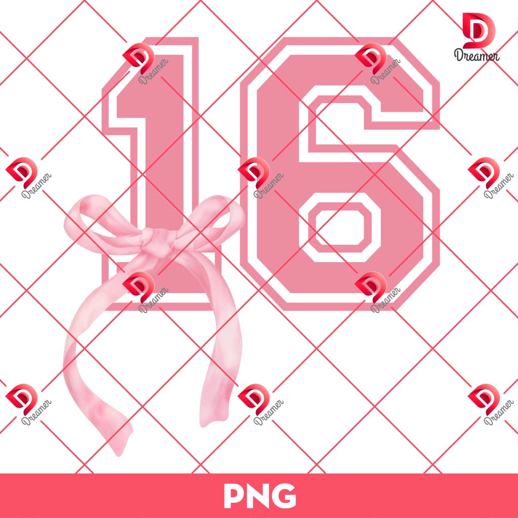 16th Birthday Pink Coquette Bow PNG 2 16th Birthday Pink Coquette Bow PNG