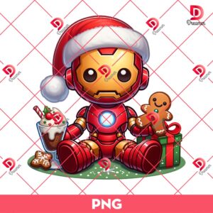 Baby Iron Man Christmas PNG, Cute Superhero Ironman Merry Christmas PNG