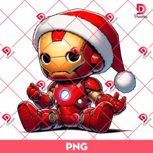 Baby Iron Man Merry Christmas 2024 PNG, Cute Superhero Christmas PNG