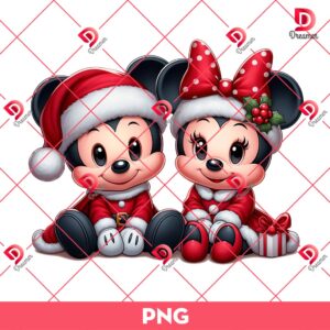 Baby Mickey And Minnie Christmas PNG, Merry Christmas Disney Friends PNG