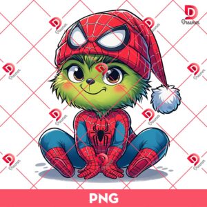 Baby Spiderman Grinch PNG, Grinchmas PNG, Merry Christmas Superhero PNG