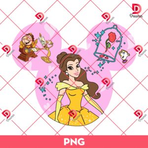 Belle Princess In Disney Mouse Head PNG, Disney Princess PNG