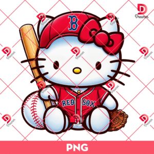 Boston Red Sox Hello Kitty Player PNG, MLB Baseball Hello Kitty Red Sox Team PNG