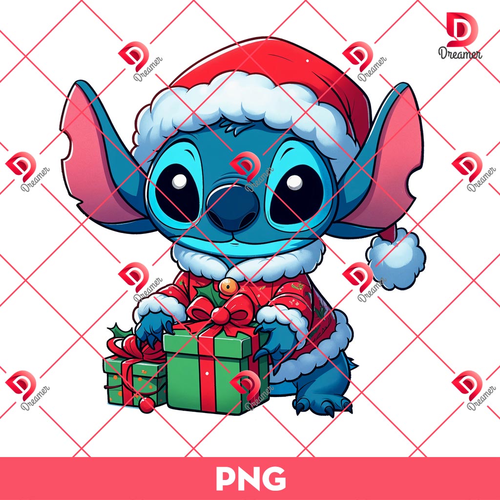 Bundle Stitch Merry Christmas PNG, Stitch Xmas Santa PNG Bundle 4 Bundle Stitch 3