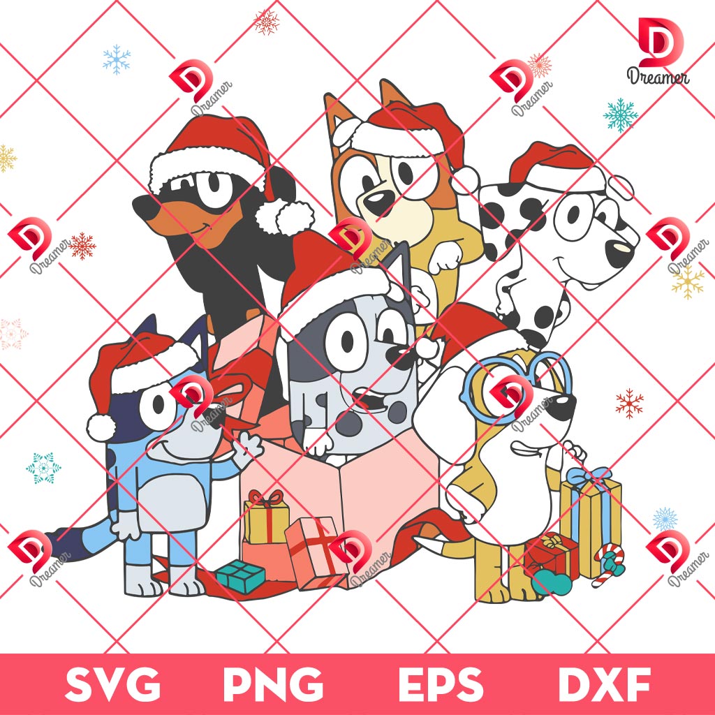 Christmas Bluey Friends SVG PNG, Merry Xmas Bluey Dog Cartoon SVG PNG 1 Christmas Bluey Friends SVG PNG, Merry Xmas Bluey Dog Cartoon SVG PNG