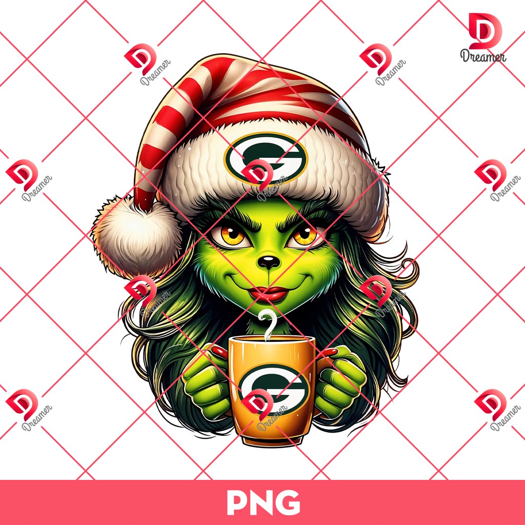 Bundle Green Bay Packers PNG Design, NFL Packers Football PNG Bundle, Bundle NFL Cartoon Football 20 Christmas Boujee Grinch Girl GB Packers PNG, Cute Grinch Girl Green Bay Packers NFL Football PNG