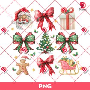 Christmas Coquette PNG, Christmas Bow PNG