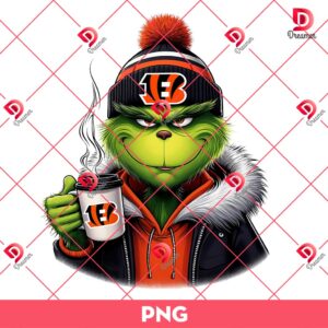 Cincinnati Bengals Grinch PNG Grinchmas Drinks Coffee NFL Bengals Football PNG 1