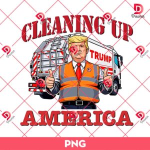 Cleaning Up America PNG, Donald Trump Garbage Truck 2024 Patriotic PNG
