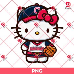 Cleveland Guardians Hello Kitty Player PNG, Kitty MLB Guardians Baseball PNG