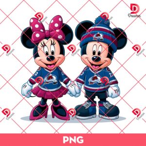 Colorado Avalanche Mickey Minnie PNG, Disney Mouse Friends NHL Hockey Sport PNG