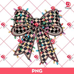 Coquette Christmas Lights Bow PNG, Merry Christmas Sweatshirt Digital Print PNG