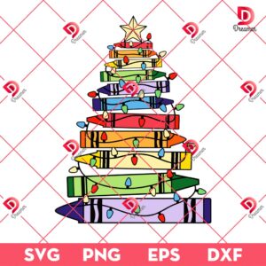 Crayon Christmas Tree SVG PNG, Merry Christmas For Kids SVG PNG