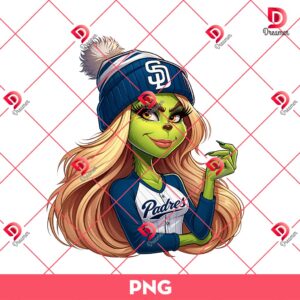 Cute Boujee Grinch Girl SD Padres PNG, MLB San Diego Padres Grinch Lady PNG