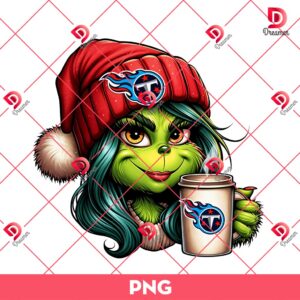 Cute Boujee Grinch Tennessee Titans PNG, Grinch Girl Coffee Christmas NFL Football PNG