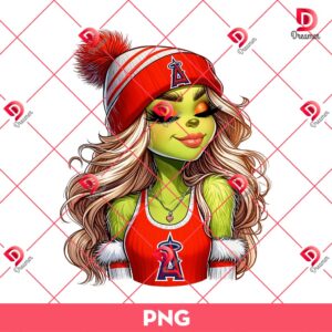 Cute Grinch Girl Los Angeles Angels PNG, Boujee Grinchy Angels MLB Baseball PNG