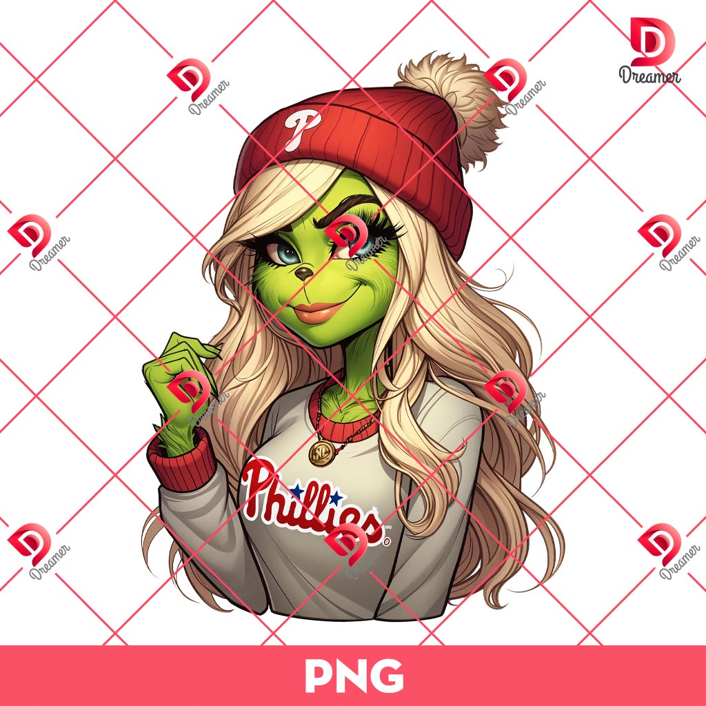 Cute Grinch Lady Philadelphia Phillies PNG, Grinchmas MLB Baseball Phillies Team PNG 1 Cute Grinch Lady Philadelphia Phillies PNG, Grinchmas MLB Baseball Phillies Team PNG