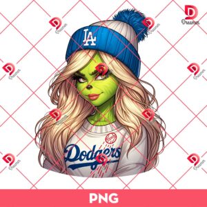 Cute Grinchy Los Angeles Dodgers PNG, MLB Baseball Grinchmas Dodgers PNG