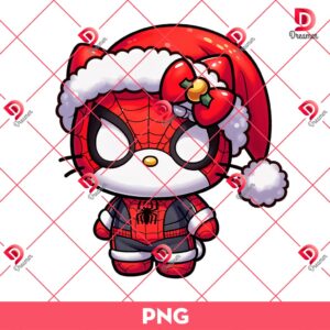 Cute Hello Kitty Spiderman Christmas PNG, Merry Christmas Superhero Kitty PNG