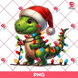 Dinosaur Christmas PNG, Merry Xmas T-Rex PNG