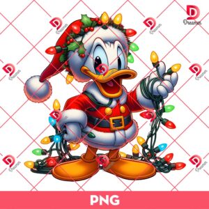 Disney Donald Christmas Lights PNG, Merry Christmas Disney Friends PNG