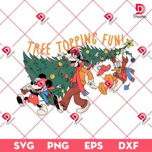 Disney Friends Tree Topping Fun SVG PNG, Disney Christmas SVG PNG EPS DXF