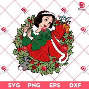 Disney Princess Christmas Snow White SVG PNG, Snow White Wreath Christmas SVG PNG