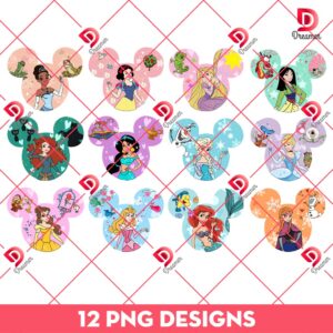 Disney Princess In Mouse Head PNG Bundle