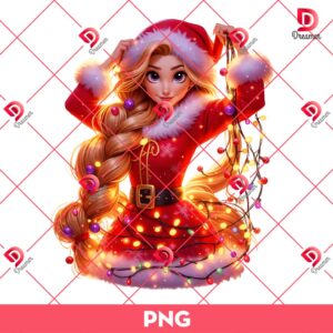 Disney Princess Merry Christmas PNG Bundle, Princess Xmas PNG Design 16 Disney Princess Rapunzel Christmas Lights PNG, Merry Christmas 2024 Princess PNG