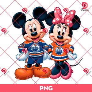 Edmonton Oilers Mickey Minnie PNG, Disney Friends NHL Sport PNG