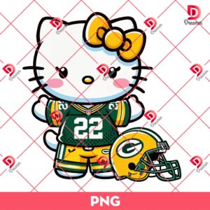 Bundle Green Bay Packers PNG Design, NFL Packers Football PNG Bundle, Bundle NFL Cartoon Football 75 Green Bay Packers Hello Kitty Player PNG, NFL Kitty Packers PNG