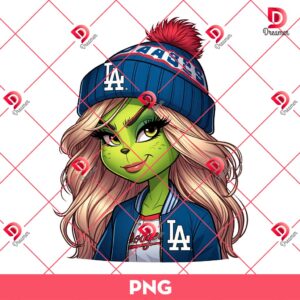 Grinch Girl LA Dodgers PNG, Boujee Grinch Lady MLB Baseball Dodgers PNG