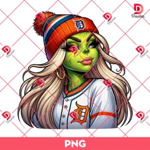 Grinch Lady Detroit Tigers MLB PNG, Baseball Grinch Girl Detroit Tigers Fan PNG