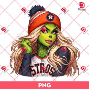Grinch Lady Houston Astros Baseball PNG, Boujee Grinch Girl MLB Team Astros PNG