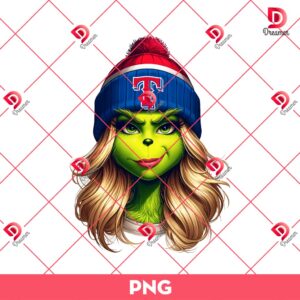 vGrinch Lady Texas Rangers Baseball PNG, MLB Grinchmas Rangers Team PNG