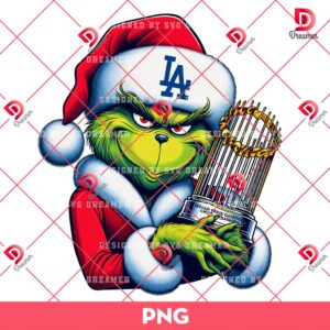Grinch Los Angeles Dodgers PNG, LA Dodgers World Series Champions 2024 PNG, Grinchmas Dodgers PNG