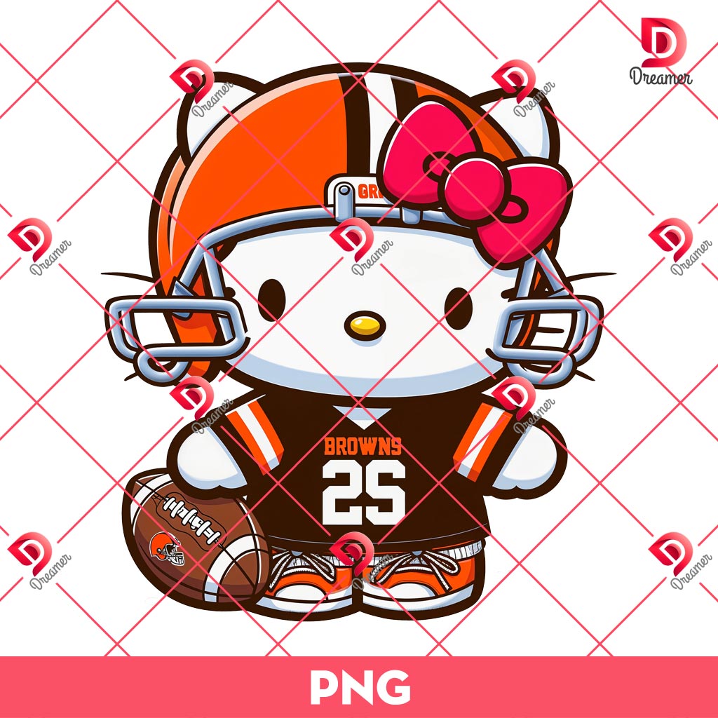 Bundle Cleveland Browns NFL PNG, Football Browns Cartoon Characters Bundle PNG 12 Hello Kitty Cleveland Browns Player PNG, NFL Kitty Browns Team PNG