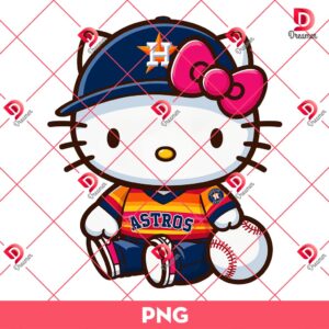 Hello Kitty Houston Astros Player PNG, MLB Baseball Hello Kitty Astros PNG