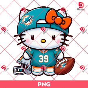 Bundle Miami Dolphins PNG Design, NFL DolphinsFootball PNG Bundle, Bundle NFL Team 41 Hello Kitty Miami Dolphins Player PNG, NFL Football Hello Kitty Dolphins PNG