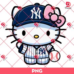 Hello Kitty NY Yankees Baseball Players PNG, New York Yankees MLB Team PNG