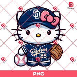 Hello Kitty SD Padres Player PNG, MLB Baseball San Diego Padres Hello Kitty PNG