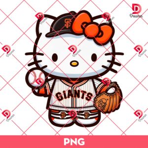 Hello Kitty SF Giants Baseball Player PNG, MLB Hello Kitty San Francisco Giants Team PNG