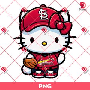 Hello Kitty St Louis Cardinals Player PNG, MLB Baseball Hello Kitty Cardinals Team PNG