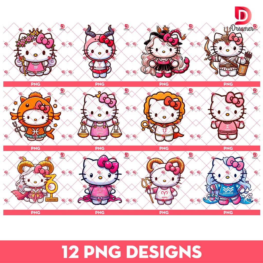 Hello Kitty Zodiac Signs PNG Bundle 26 Hello Kitty Zodiac Signs PNG Bundle