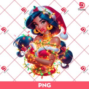 Disney Princess Merry Christmas PNG Bundle, Princess Xmas PNG Design 14 Jasmine Princess Christmas Lights PNG, Merry Christmas 2024 Disney Princess PNG