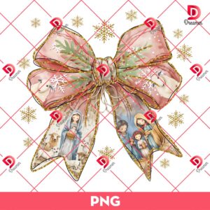 Jesus Christmas Coquette Bow PNG, Christian Christmas PNG, Baby Jesus PNG