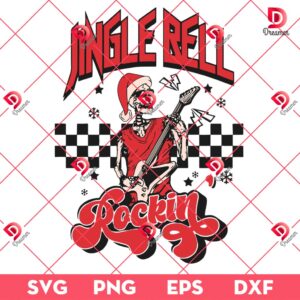 Jingle Bell Skeleton Rocking SVG PNG EPS DXF, Merry Christmas Skeleton Santa SVG PNG