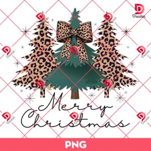 Leopard Print Christmas Tree PNG, Leopard Print Merry Christmas PNG