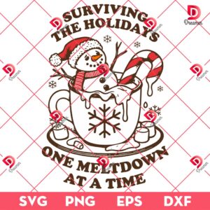 Melting Snowman SVG PNG, Vintage Retro Christmas Winter Holiday Meltdown Snowman SVG PNG